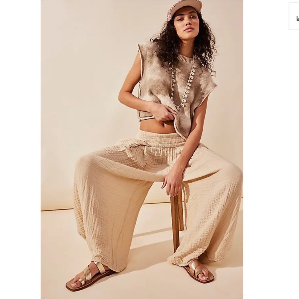 Free People Mikah Tapered Pants in Cream Brûlée Size XL NEW - Picture 13 of 13